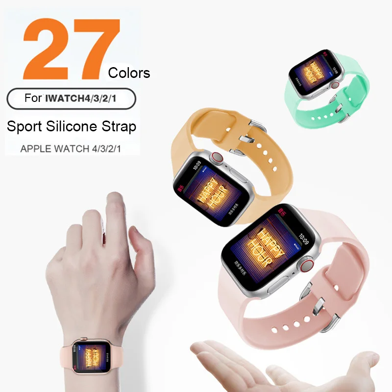 Новый Apple Watch силиконовые ремешки наручных часов 38 мм ремешок для 44 iWatch серии 5 4 3 2 1