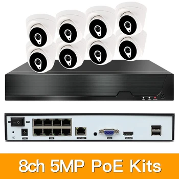 

8ch 5MP POE Kits H.265 System CCTV Security PoE NVR Indoor dome IP Camera Surveillance Alarm Video P2P P6Spro