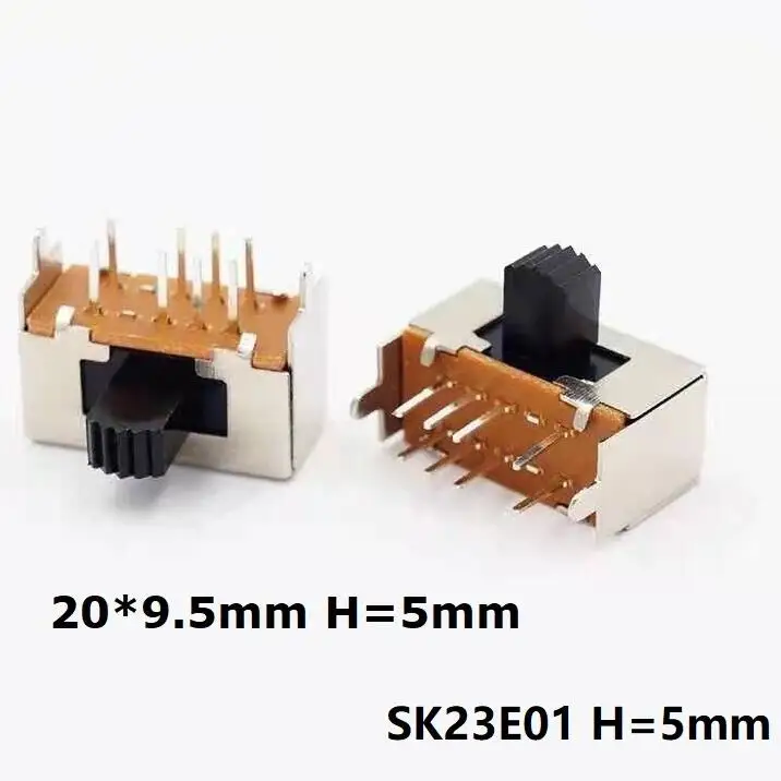 10 шт. Мини выключатель скольжения 20x9 5x5 0 мм 8Pin микро тумблер 2P3T H = 5 DIP SK23E01 |