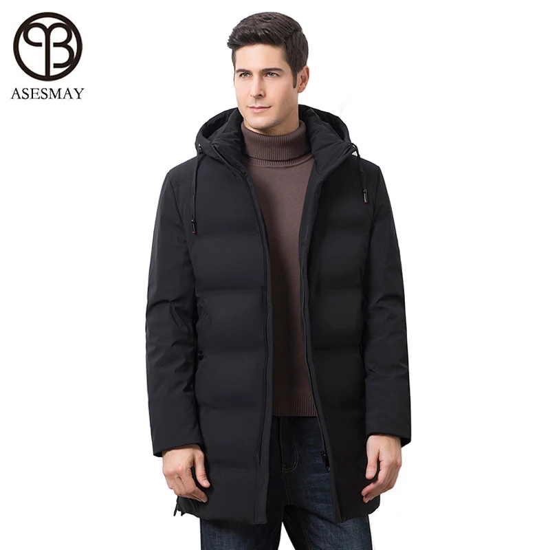 Asesmay 2019 мужской пуховик мужское зимнее толстое пальто Мужская парка на белом
