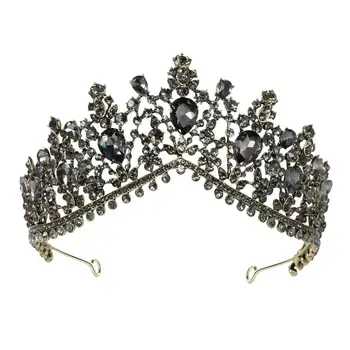 

Gothic Chic Black Wedding Tiara for Women, Bridal Crown Princess Tiara Headband, Costume Party Accessories for Prom Halloween