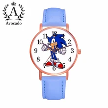 

New Cartoon Digital Watch Hedgehog Rose Gold Blue PU Leather Strap