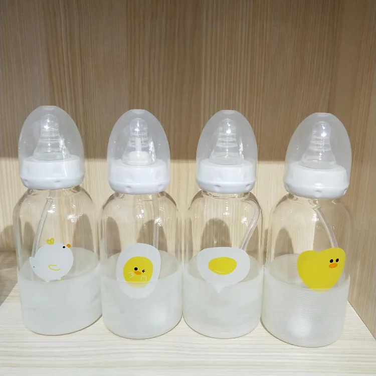 

Creative South Korea Pacifier Glass Bottle Standard Caliber with Measuring CHILDREN'S Cartoon Creative Glass Students Straw Feed