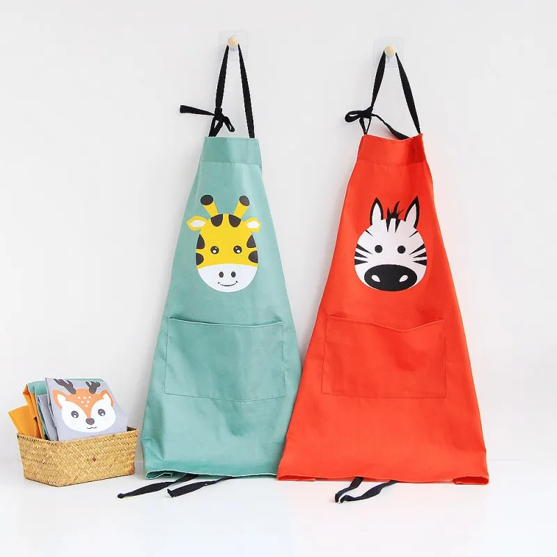 

Nordic Style Cotton Apron Cartoon Animal Parent-Child Aprons For Children Adult Bibs Cooking Baking Overalls Kitchen Accessories