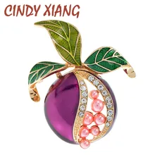CINDY XIANG-broche de fruta esmaltada para niña y mujer, alfileres para fiesta, suéter, traje, bufanda, broches de Granada de diamantes de imitación, joyería