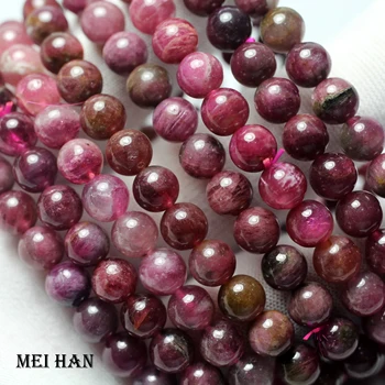 

Meihan (2bracelets/set/24g) natural pink tourmaline 6.5-7mm round loose beads stone gift for jewelry making design