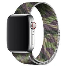 Камуфляжный зеленый Миланский спортивный ремешок 40 мм 44 мм для Apple Watch Series 5 4 металлический браслет 38 мм 42 мм для Iwatch Series 4/2/3/1