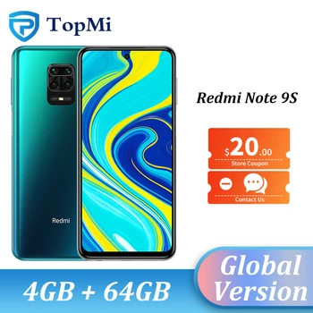 

2020 Global Version Xiaomi Redmi Note 9S Smartphone 4GB RAM 64GB ROM Snapdragon 720G Octa Core 48MP Camera 5020 mAh 6.67" Screen