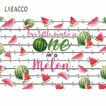 

Laeacco Birthday Party Cortoon Summer Watermelon White With Black Stripes Sweetie Backdrop Photography Photo Background