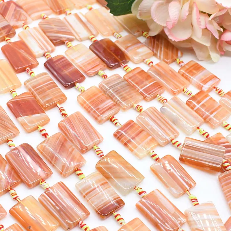 2 strands/lot Natural rectangle Agates smooth stone beads For DIY Necklace Jewelry Making Loose 15
