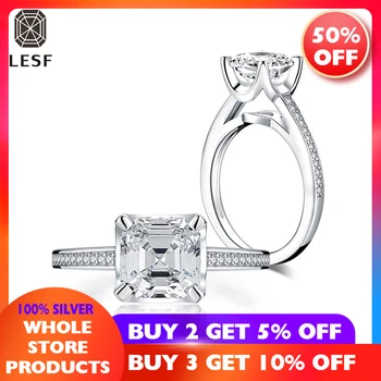 

LESF Mujer Acero Inoxidable 925 Silver Engagement Woman Ring Cushion Shape SONA Diamond Ring Women's Wedding Gift