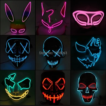 

Flashing Halloween LED Mask Led Luminous Mask Club Bar DJ Glowing Full Face Masks Fancy Costume Accessory Party Cosplay Props