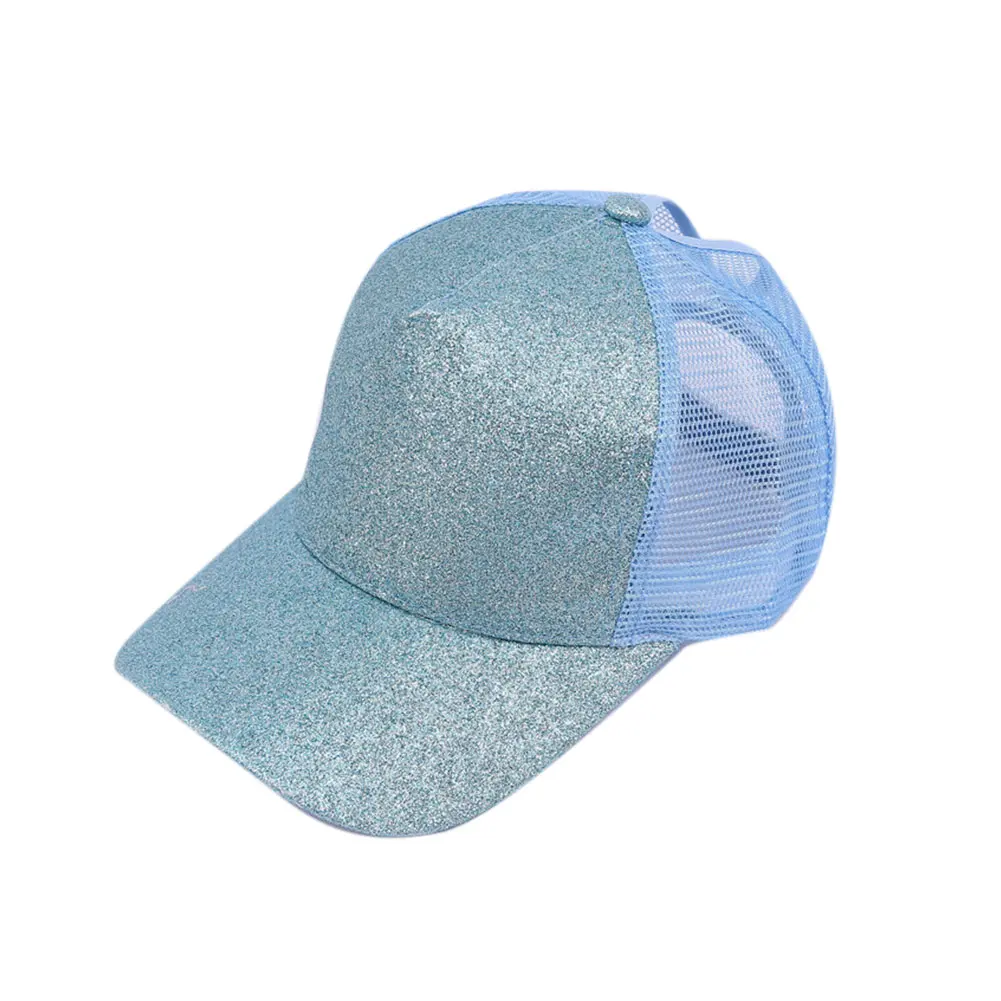 light blue Женская бейсбольная шляпа сияющая солнцезащитная Кепка из воздухопроницаемой сетки для лета NOV99 - Цвет: light blue