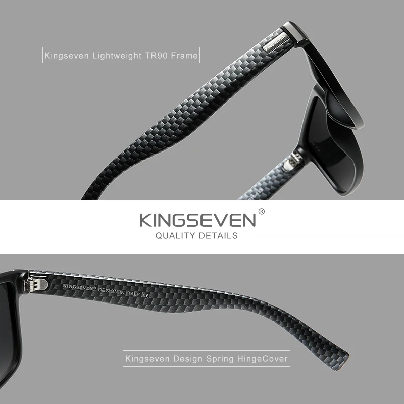 Genuine KINGSEVEN Brand Square Retro Gradient Polarized Sunglasses Women Men Carbon Fiber Pattern Design Outdoor Sports_voghion.com