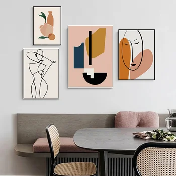 

Woman Line Drawing Abstract Art Print Pictures Face Line Canvas Painting Boho Posters Nordic Wall Poster Scandinavian Home Decor