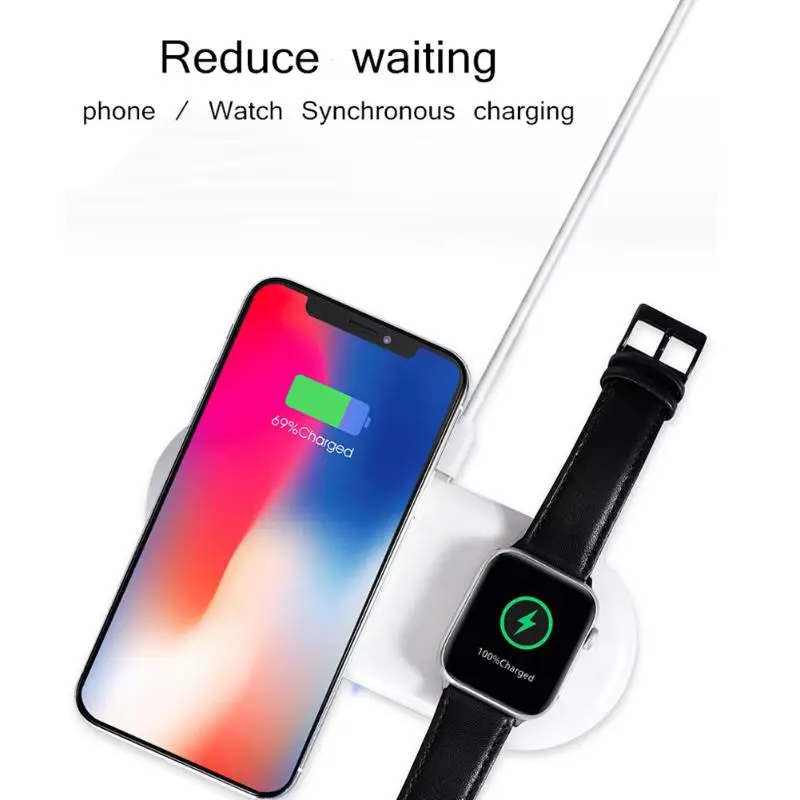 2 в 1, беспроводное зарядное устройство для iPhone XS Max iWatch, портативное многофункциональное зарядное устройство для смартфонов, док-станция для iWatch 1/2/3/4