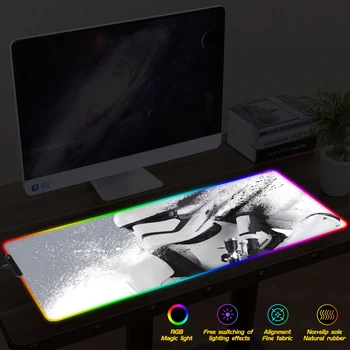 

FFFAS Star Wars RGB Gaming Mouse Pad Large Computer Mouse Mat Gamer 7 Colour Mousepad LED Backlight Mause Pad Keyboard Desk Mat