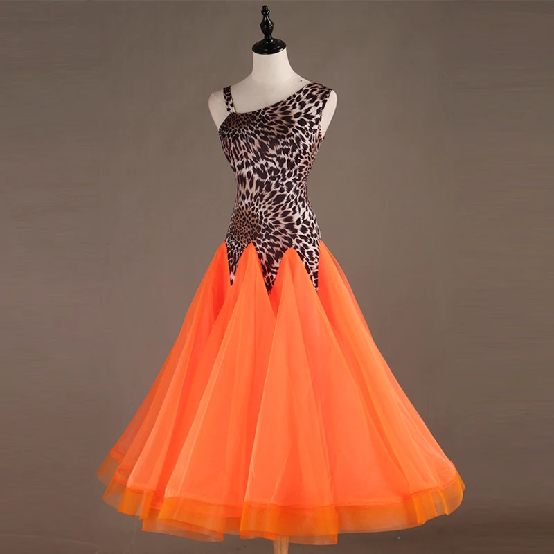 Женские платья для Бальных соревнований взрослых новый дизайн Женская оранжевая