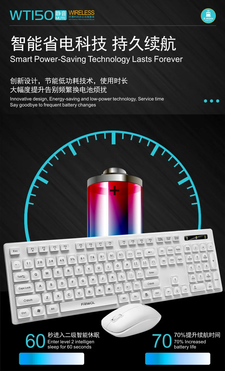 LT500 sem fio Mute Punk teclado e