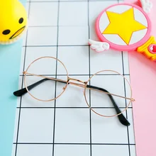  1 Piece Vintage Round Metal Glasses Frame  Glasses Clear Lens Fashion  Optical Men Women Eyeglass Frame Fake Glasses 