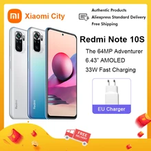 Xiaomi – Smartphone Redmi Note 10S, Version globale, 4 caméras 64mp, Helio G95, écran AMOLED 6.43 pouces, dot display, batterie 5000mAh, 33W, Original 