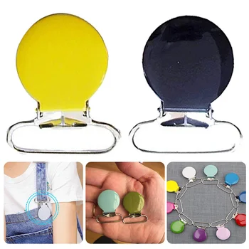 

30pcs/lot Round Metal Suspenders Clip Soothers Holder Clips for Dummy Baby Pacifier Chain Clips Lead Free