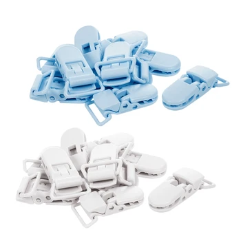 

20Pcs Baby Kids T-Shape Plastic Pacifier Clips Soother Dummy Style Badge Holder White & Light Blue