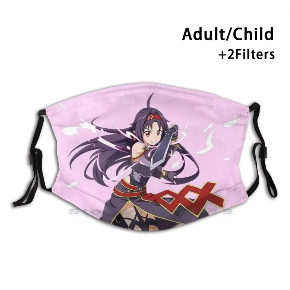 Sword Art Online Konno Waifu Chibi Print Reusable Pm2.5 Filter DIY Mouth Mask Kids Asuna | Аксессуары для одежды