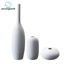 Strongwell белая керамическая ваза для цветов маленький рот художественные вазы сухой держатель для цветов контейнер для растений Рисование домашнего декора свадебные подарки