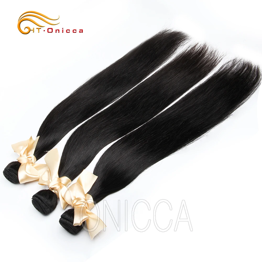 Htonicca 26 28 30 дюймов длинные Remy перуанские человеческие волосы плетение прямые 1 3 4