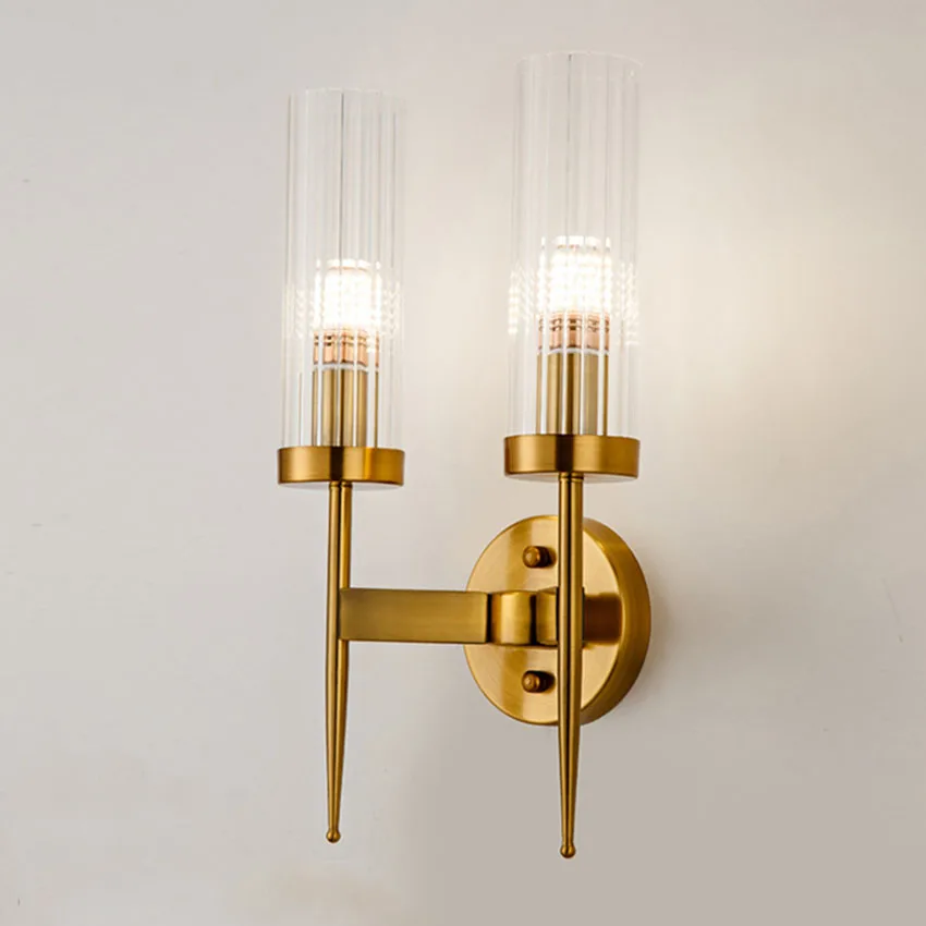 Modern golden iron glass wall lamp nordic 1-2 heads living room aisle stair bedroom bedside indoor sconce wall lights