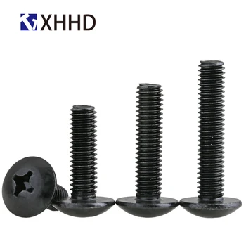 

M3 M4 M5 Truss Head Machine Screw Phillips Metric Thread Cross Recessed Large Big Head Mushroom Bolt Steel Black