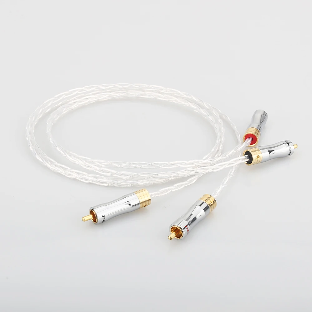 Hi Fi 8N OCC медный посеребренный кабель RCA к штекер мужчине аудиокабель|Кабели VGA| |