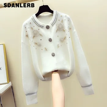 

Cardigan Sweater Women Bead Sequin Knitwear Coat Cardigans Sweaters Women