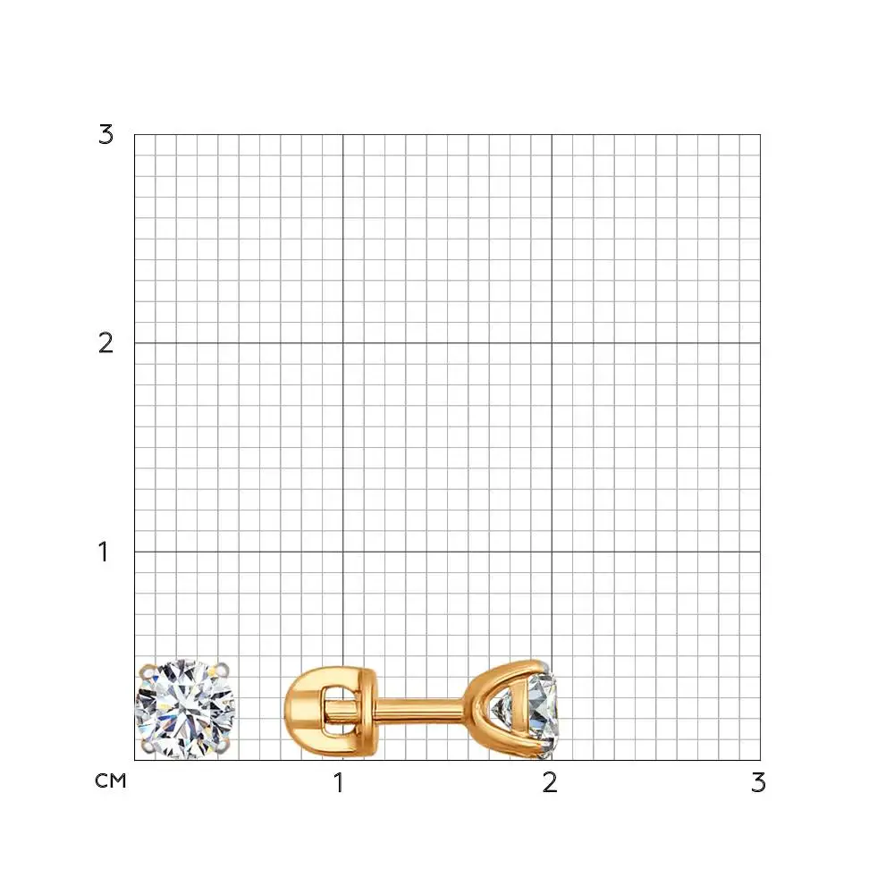 Серьги-пусеты SOKOLOV из золота со Swarovski Zirconia