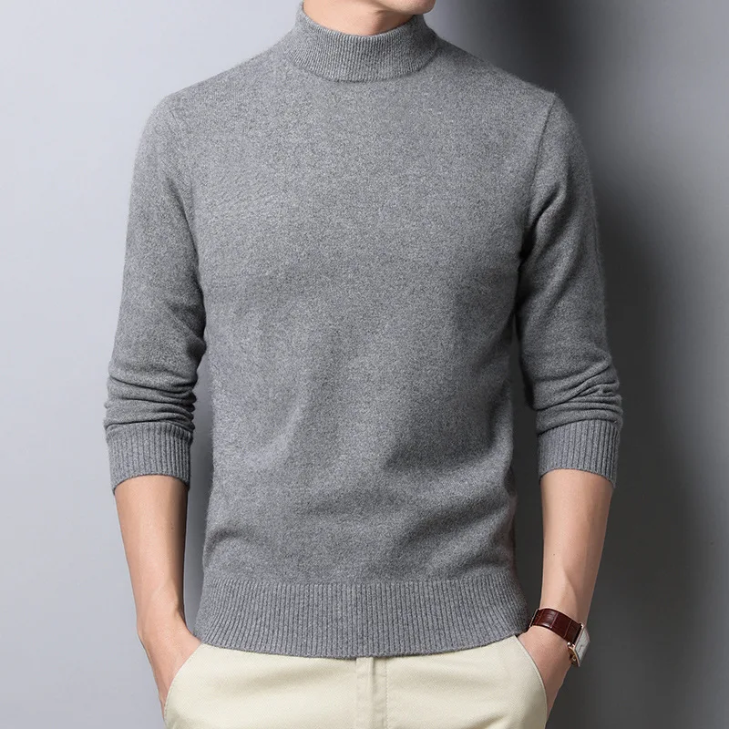 

Autumn and Winter New Men's Knitted Pullover Men's Half-high Collar Wool Sweater Cashmere Men's Sweater Men's Warm Sweater