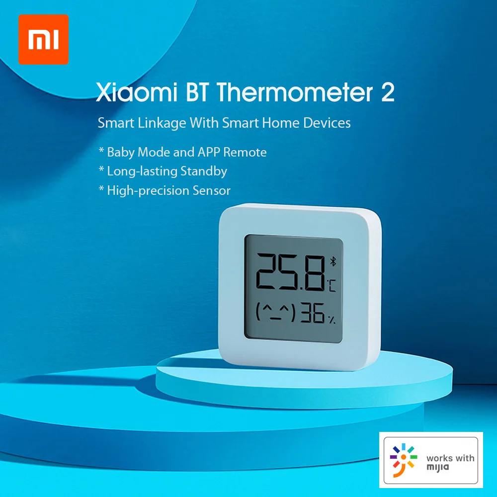 Xiaomi Mijia Smart Thermometer 2 Bluetooth Temperature Humidity Sensor LCD Digital Hygrometer Moisture Meter work with Mijia APP