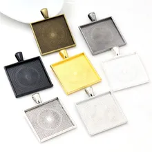 Новая мода 5 шт 25 мм Внутренний Размер 7 цветов покрытый квадратный кабошон основа Установка Подвески, подходит 25 мм квадратные стеклянные кабошоны