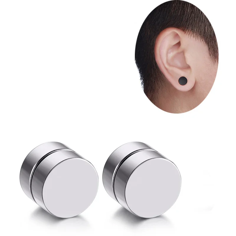 1 Pair Punk 6-12mm Magnetic Fake Ear Plugs Tunnel Black Blue Fake Ear Stretcher Earring Gauges Plug No Pierced Magnetic Earrings