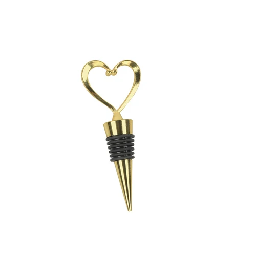 Silicone Wine Stopper Vacuum Sealed Bottle Stoppers Metal Heart Shape Stopper Storage Twist Cap Plug Party Gift Bar Accessories - Цвет: Gold Heart