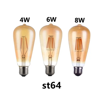 

E27 220V LED Retro Lamp 4W 6W 8W Edison Light Bulb st64 Vintage Decoration Bombillas LED Filament Ampoule Incandescent Bulb