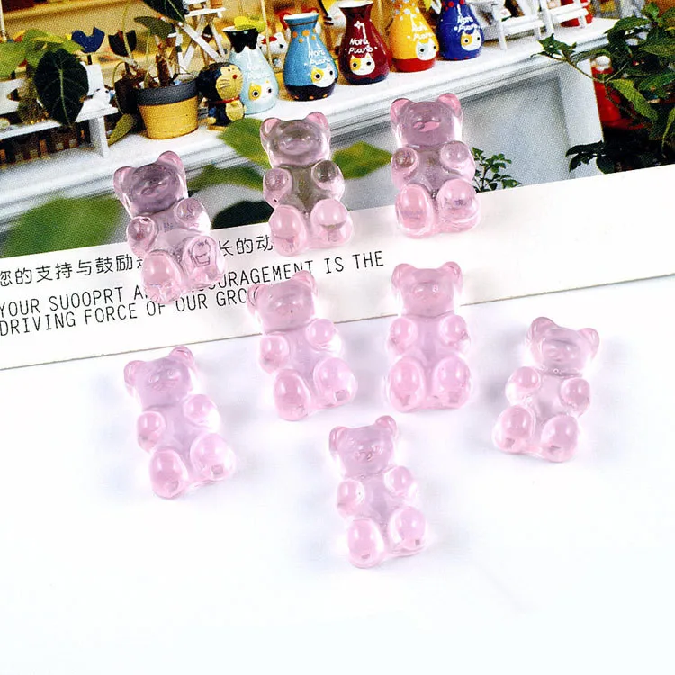 Pink bear 20-100 шт милый медведь плоское заднее плоское украшение из смолы цвет DIY ремесла поставки телефон нашивка в виде ракушки декор искусство Материал Дети аксессуары для волос - Цвет: Pink bear