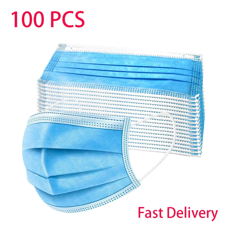 

100pcs Disposable mask Protective Face Masks Anti-Dust Influenza Bacterial Facial Dust-Proof Safety Masks non n95 face mask