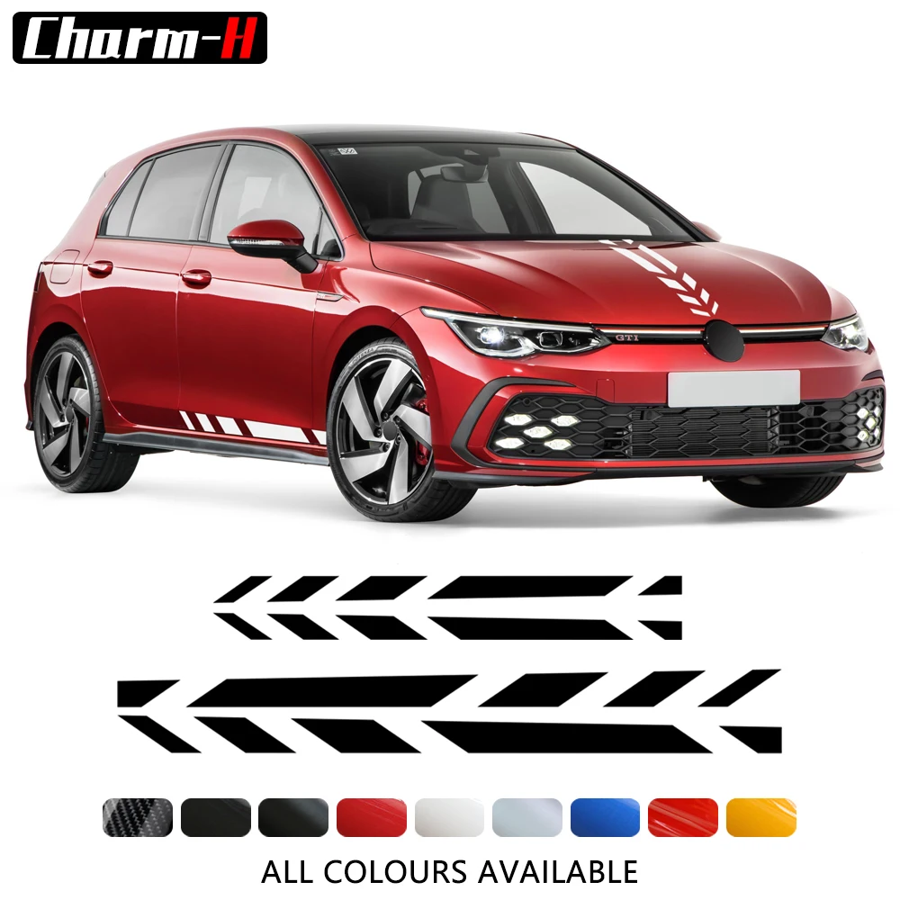 

Racing Sport Car Hood Cover Decal Door Side Skirt Stickers for VW Volkswagen Golf 8 MK8 R Line GTI GTD GTE 2020 2021 Accessories