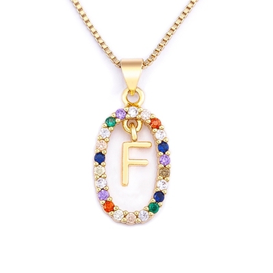 Hot Sale Colorful 26 Letters A - Z Initial M S C K Alphabet Pendant Long Chain Necklace Name Jewelry Women Accessories Gift