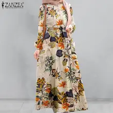 

Vintage Printed Muslim Dress Women's Floral Sundress ZANZEA 2021 Turkish Floral Shirt Vestidos Female Islam Clothing Casual Robe