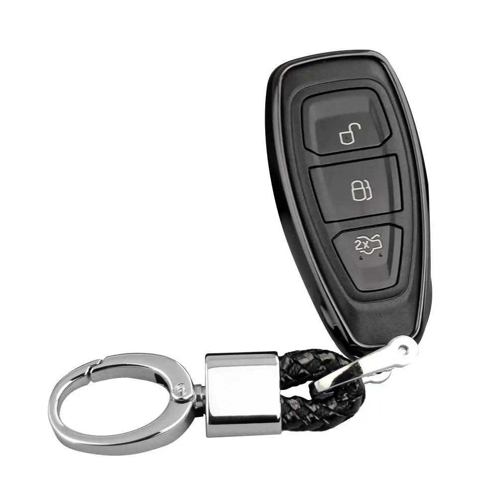 Мягкий ТПУ защитный чехол для автомобильных ключей, чехол для FORD C-MAX FOCUS RS ST Fiesta хэтчбек, автомобильный Стайлинг, брелок для ключей, чехол, брелок - Название цвета: Black