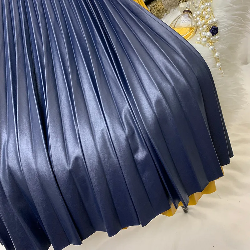 Черная длинная юбка миди из искусственной кожи с искусственным мехом толстая