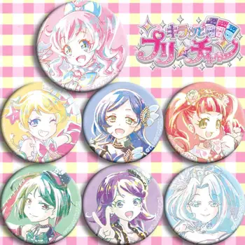 

7pcs/1lot Anime Pretty Channel Momoyama Mirai Moegi Emo Aoba Rinka Figure 4833 Badges Round Brooch Pin Gifts Kids Toy