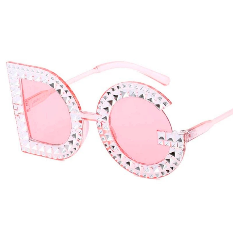 Pink DG Великолепные женские солнцезащитные очки с кристаллами и бриллиантами ручной работы круглые очки UV400 зеркальные линзы цветочный дизайн летние солнцезащитные очки - Цвет линз: Pink